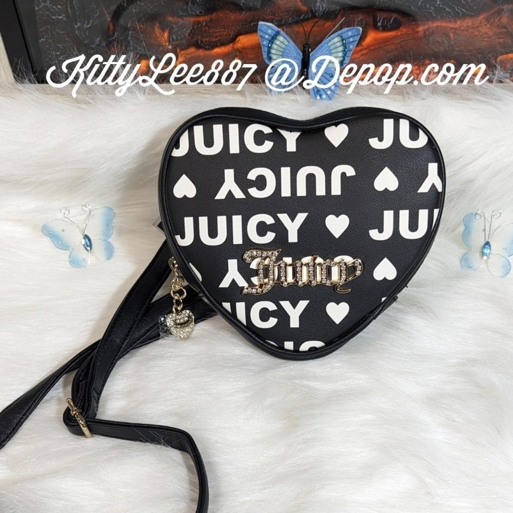 Juicy Couture Black Licorice Crossbody Heart Bag